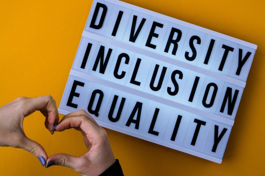 Diversity inclusion equality lettering. Text. Diversity, Age, Ethnicity, Sexual Orientation Heterosexual, Gender | EMAIL SPOT